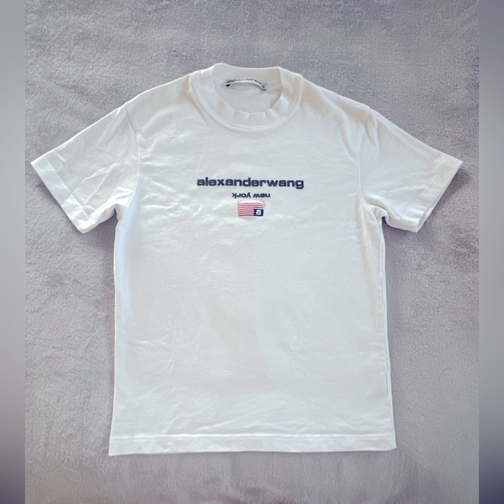Alexander Wang White Cotton Logo T Shirt Size S